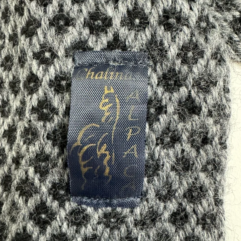 Chalinas Alpaca Scarf Fringe Gray & Black
